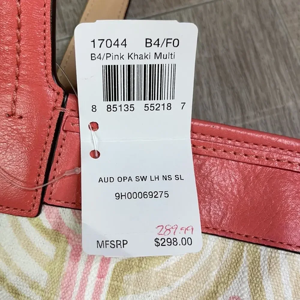 NWT COACH Pink Khaki Multi 17044 Audrey Op Art Leigh Slim Tote